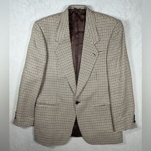 Classic Men's Houndstooth Blazer - Beige & Black